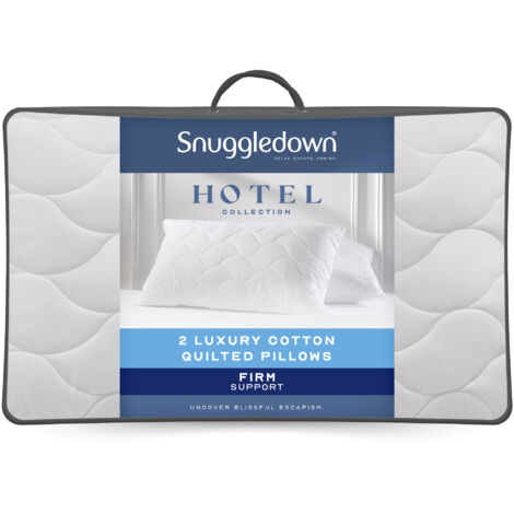 Snuggledown Hotel Luxury Cotton Quilted Pillow, Firm, 2 Pack