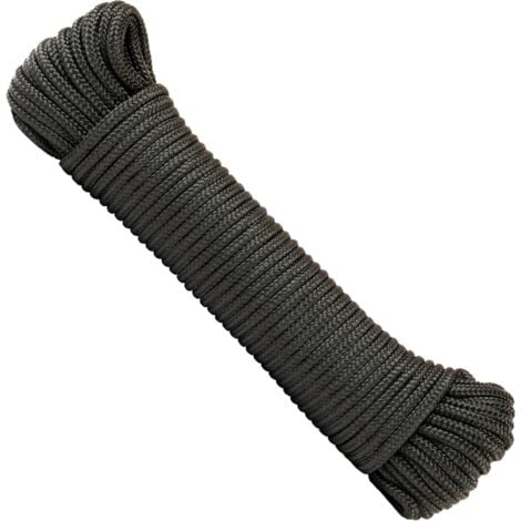 SNURO Corde Nylon Tressée (4mm, 20m, noir) - Paracorde en polyamide tressé robuste - Résistante à l'usure et solide - Charge de rupture 275kg