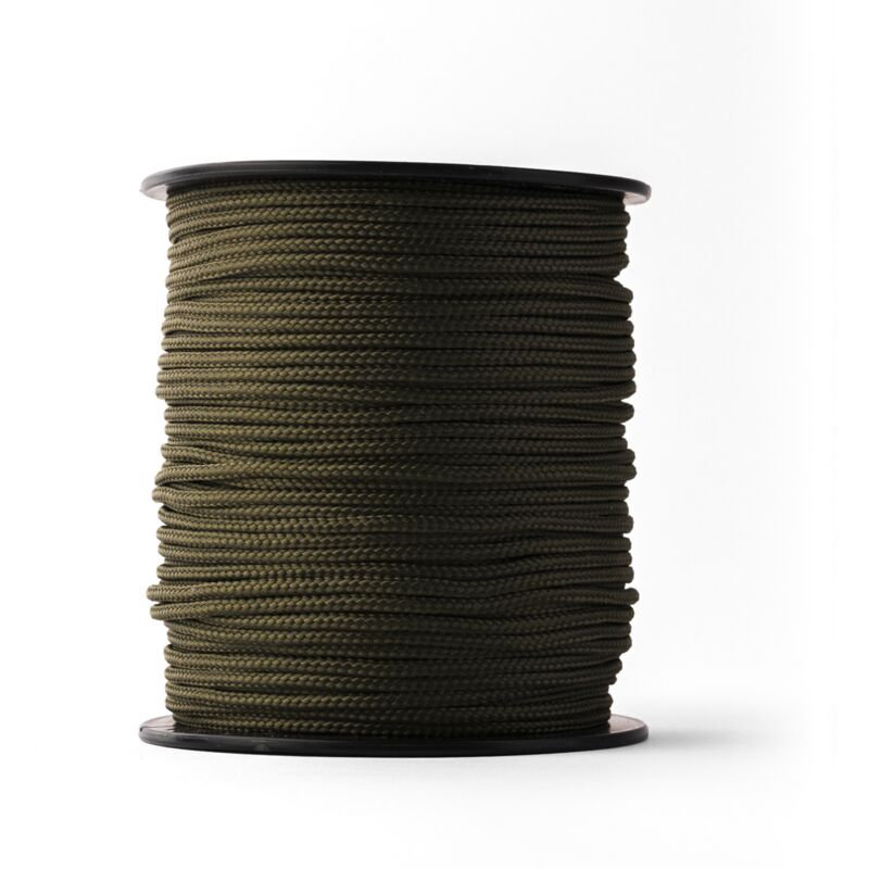 Corde Polyester (3 mm x 100 m) - Corde verte en Polyester Tressée Robuste pour N'importe quelle Utilisation - Résistante aux Intempéries - Vert Kaki