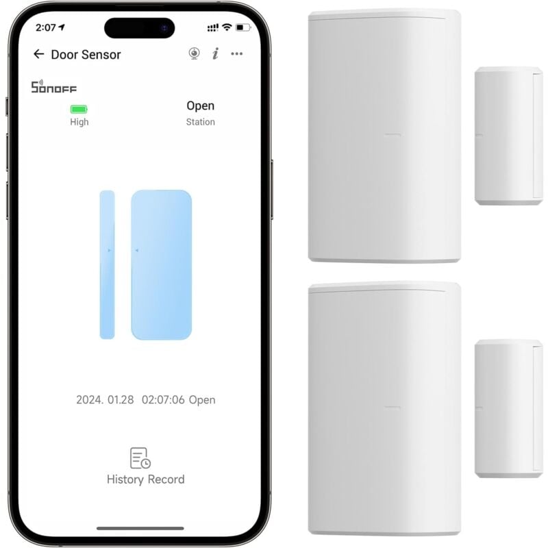 SNZB-04P ZigBee Capteur de Porte et Fenêtre sans Fil, Détecteur Ouverture Porte, Alarme Maison sans Fil, Compatible avec Alexa/Google Home, SONOFF