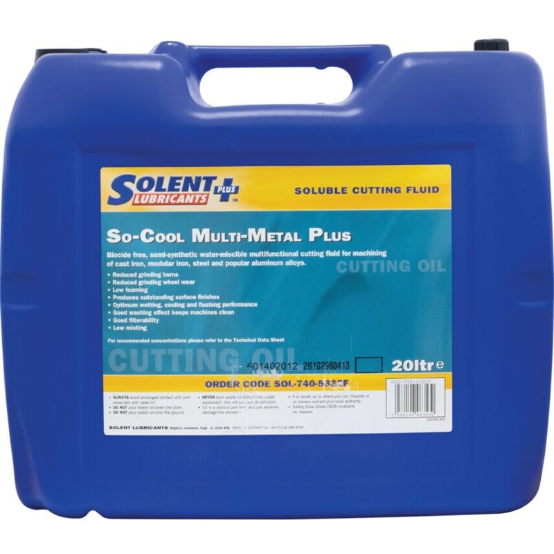 So-Cool Multi-metal Plus Water Soluble Cutting Fluid 20LTR - Solent Lubricants