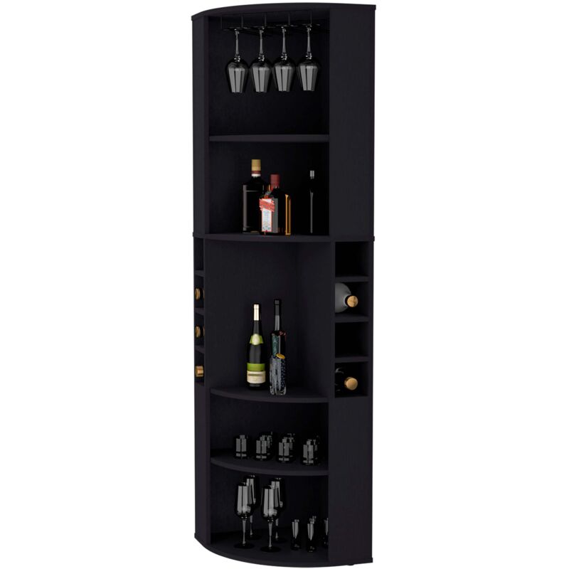So-Hi meuble bar d’angle avec étagères et espace pour bouteilles