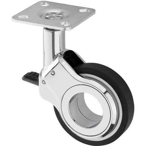 SO-TECH Design Möbelrolle BERLIN verchromt mit Bremse (Feststeller), Ø 60 mm, belastbar bis 60 Kg, Höhe 94,5 mm