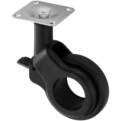 SO-TECH Design Möbelrolle BONN schwarz mit Bremse (Feststeller), Ø 60 mm, belastbar bis 30 Kg, Höhe 92,5 mm