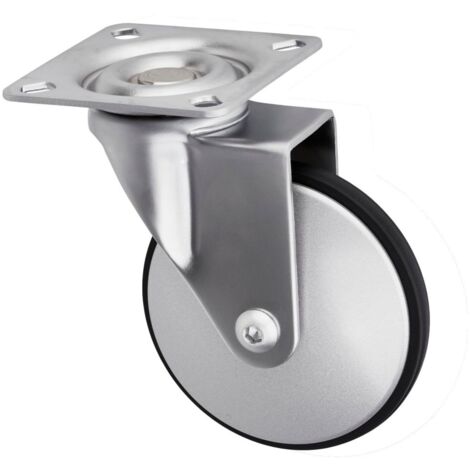 SO-TECH Design-Möbelrolle LINDAU (Ø 50 mm, 30 kg Tragkraft pro Rolle, mit Montageplatte, silbergrau)
