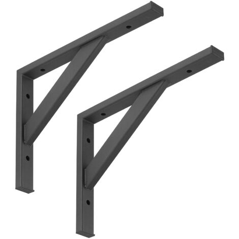 SO-TECH Schwerlastkonsole Schwerlastwinkel Regalwinkel Wandkonsole Stahl, Tragkraft 75 kg / Paar, 295 x 215 mm schwarz - 2 Stück