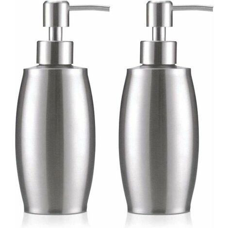 Soap Dispenser, 350ML Stainless Steel Liquid Soap Dispenser, Bathroom Liquid Soap Lotion Dispenser, Kitchen Sink Liquid Soap Dispenser, Disinfectant, Bathroom (2pcs)