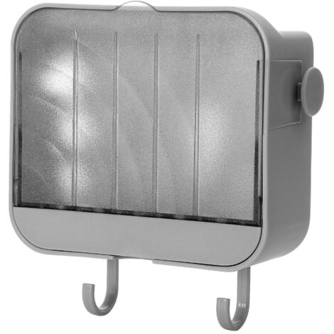 Soap Holder Punch Free Wall Mounted Durable PP Double Layer Double Hook Design Soap Storage Box for Bathroom Grey