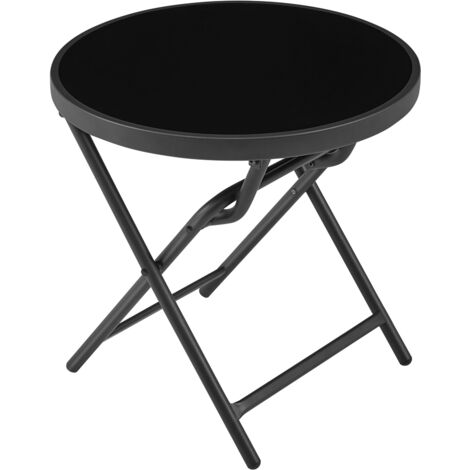 Soberine Tavolo da Esterno Pieghevole in Vetro Ø 46 cm Tavolino Rotondo Portatile Design minimalista per Balcone Giardino Campeggio Spiaggia Nero