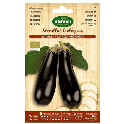 Sobre con semillas eco de berenjena larga morada Agreen