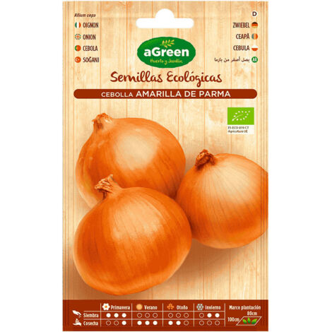 Sobre con semillas eco de cebolla amarilla parma agreen