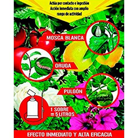 sobre de Acaricida Insecticida contra Mosca Blanca, la Oruga y el Pulgón.
