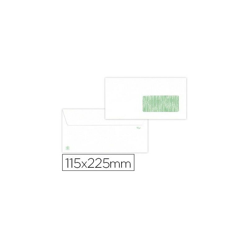 Image of Sobre Liderpapel blanco 115x225 mm ventana derecha solapa tira de silicona papel reciclado 90 gr caja de 500