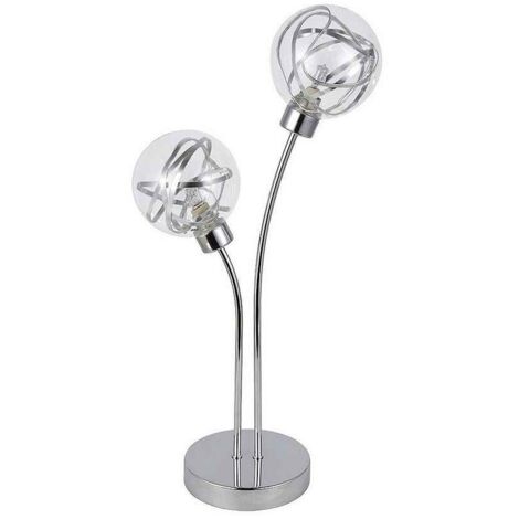 Sobremesa 2 luces modelo VARANASI cromo FABRILAMP