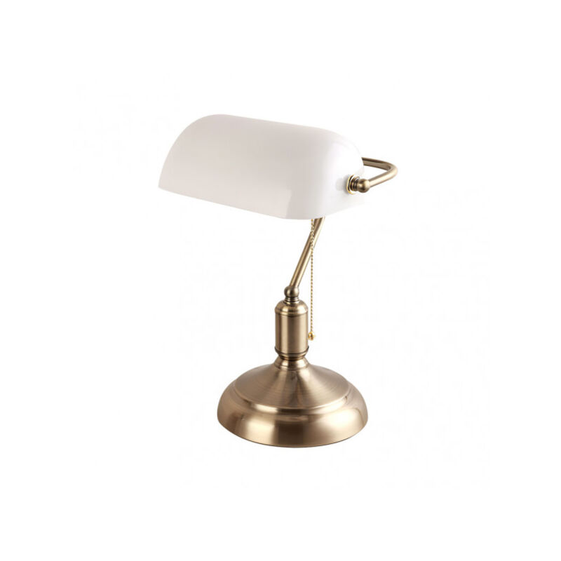 Fabrilamp - Lampe de table Lawyer 1xe27 cuir/blanc 38x26x18 cm