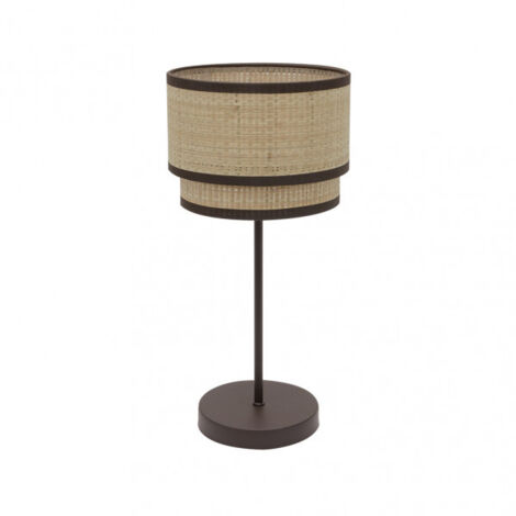 Sobremesa alta con pantalla modelo Roque marron FABRILAMP