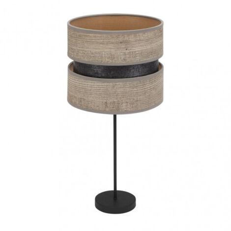Sobremesa alto colet 1xe27 negro/madera gris 61x30x30 cm