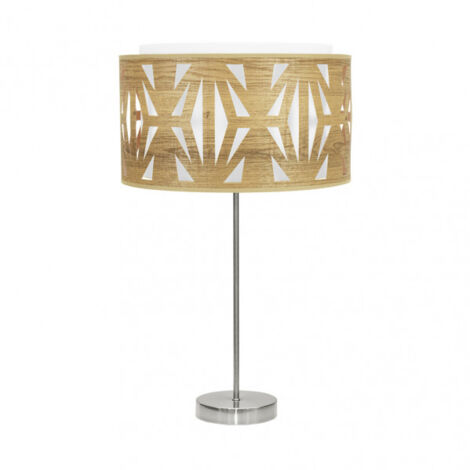 Sobremesa alto katerina 1xe27 niquel/madera clara 61x30x30 cm