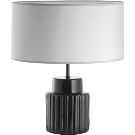 Sobremesa CERAMIC E27 15W Negro Algodón gris