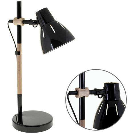 Sobremesa DALVA 1xE27 Al.47xD.23cm Negro/Madera Natural