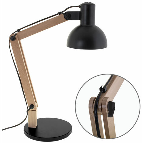 Sobremesa DARCI 1xE27 Al.Reg.xD.35cm Negro/Madera Natural
