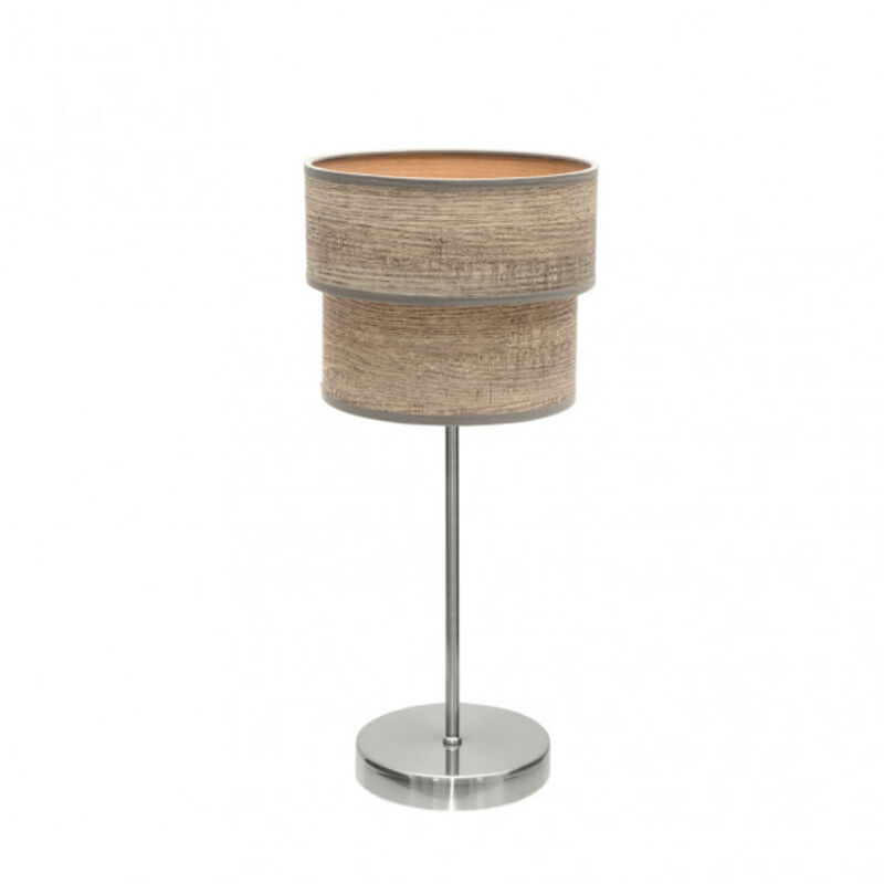Senko - Lampe à poser double smile 1xe14 nickel/bois gris 44x18x18 cm