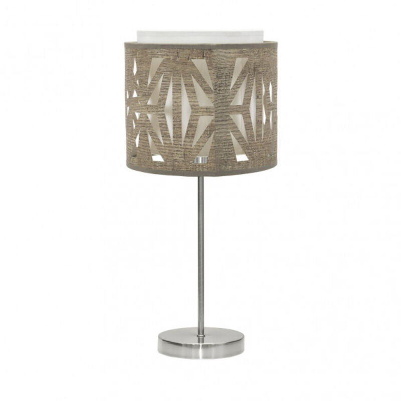 Lampe à poser katerina 1xe14 nickel/bois gris 42x17x17 cm