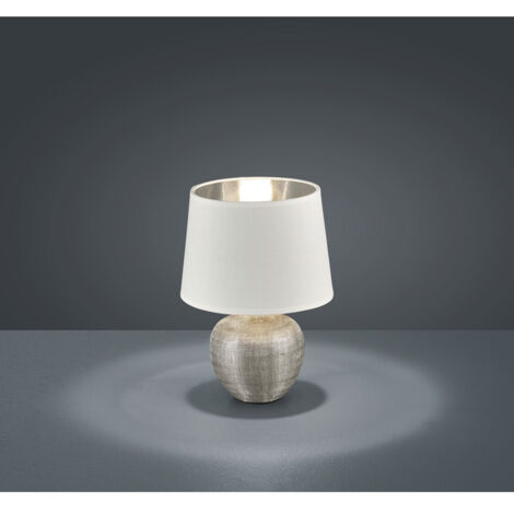 Sobremesa Moderna Cerámica Plata Luxor Blanco Pantalla Ø18 cm Trio Iluminación