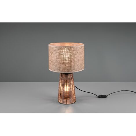 Sobremesa Paja Ratán Marrón Doble Luz Trio Lighting