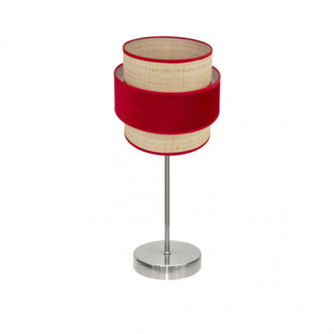 Sobremesa reyes 1xe14 niquel/natural-rojo 43x18x18 cm