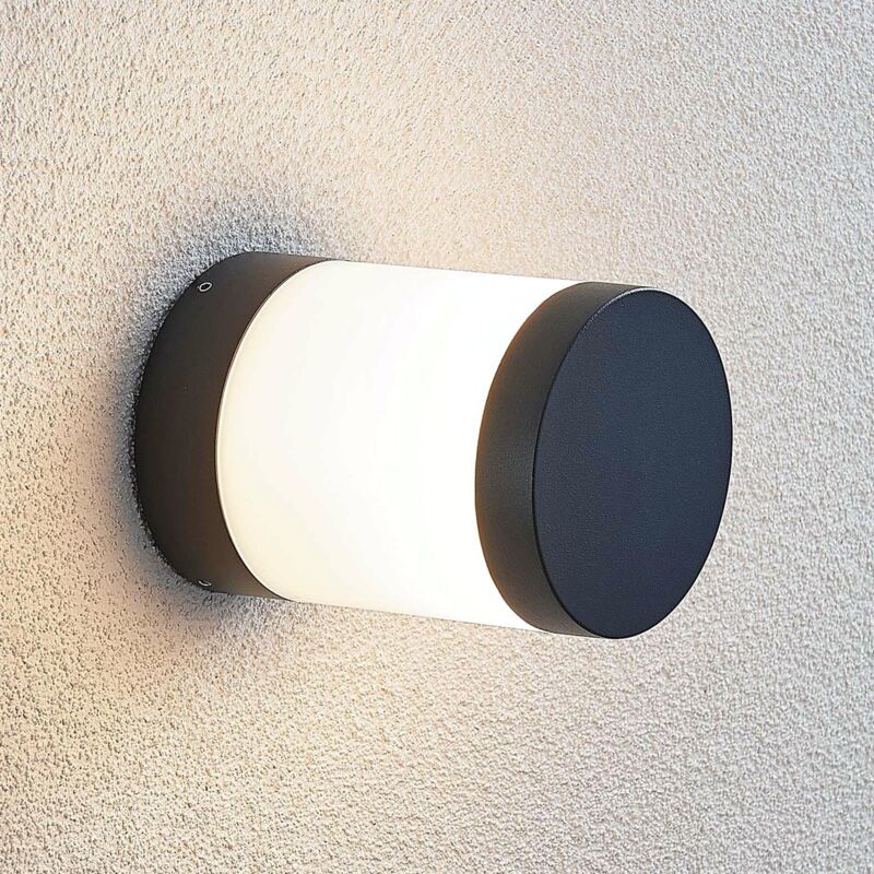 

Lindby - Aplique exterior LED Nitalia, redondo, gris oscuro