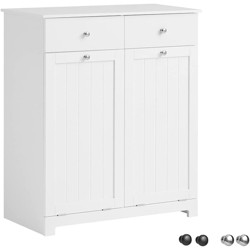 2 Drawers 2 Doors Laundry Cabinet Laundry Chest, Bathroom Cabinet,BZR33-W - Sobuy
