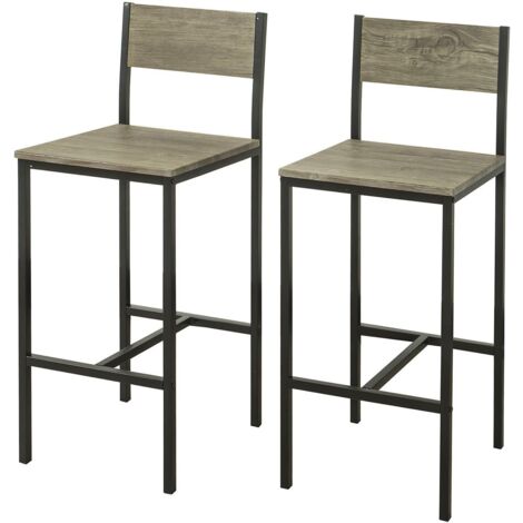 SoBuy 2-er Set Barhocker Barstühle mit Rücken-Lehne Thekenstühle mit Fußstütze, Sitzhöhe 67 cm FST53x2