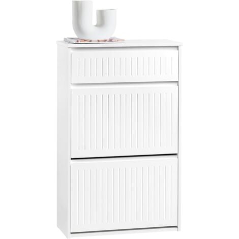 SoBuy 2 Flip-drawers 1 Pull Out Drawer Shoe Storage Cupboard White,FSR165-W