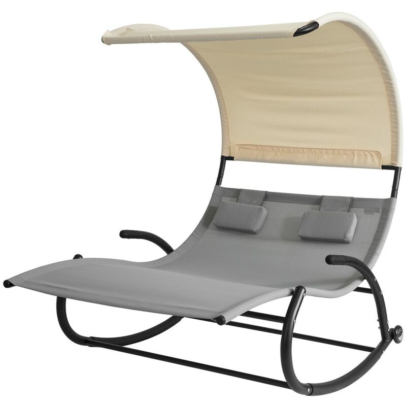 Sobuy - 2 Person Outdoor Garden Patio Swing Bed Rocking Sun Lounger Swing Sun Bed with Sun Shade,OGS50-HG