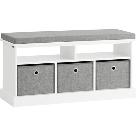 main image of "SoBuy 3 Baskets 2 Racks Storage Bench Shoe Rack Seat Stool with Removable Padded Seat,FSR67-HG"