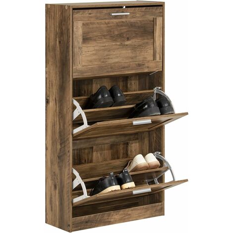 SoBuy 3 Flip Drawers Narrow Shoe Cabinet Vintage Bronze,FSR137-L-F
