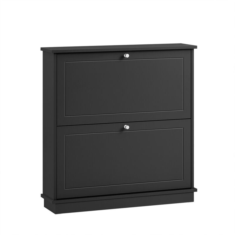 Sobuy - 2 Flip-drawers Shoe Cabinet Shoe Rack Shoe Storage Cupboard Organizer Unit, fsr99-sch
