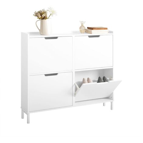 SoBuy 4 Drawers Shoe Storage Cupboard Organizer Unit,FSR100-W