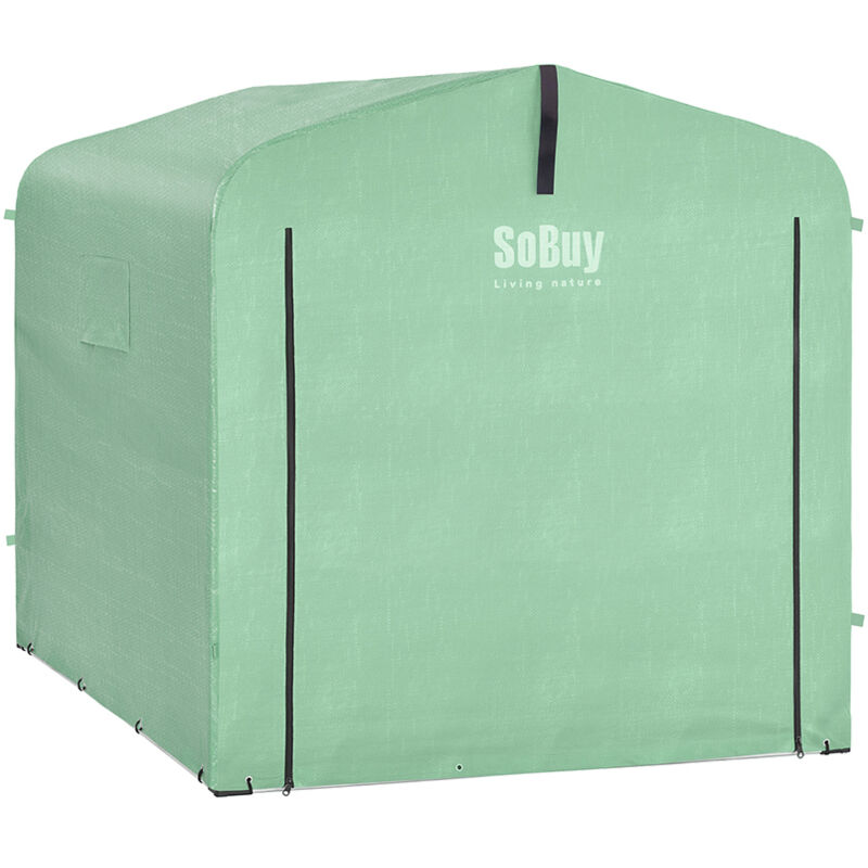 Sobuy abri de jardin, cabane de jardin exterieur imperméable, abri moto avec des crochets, garage pour vélo et outils, abri vélo, vert, kls11-l-gr