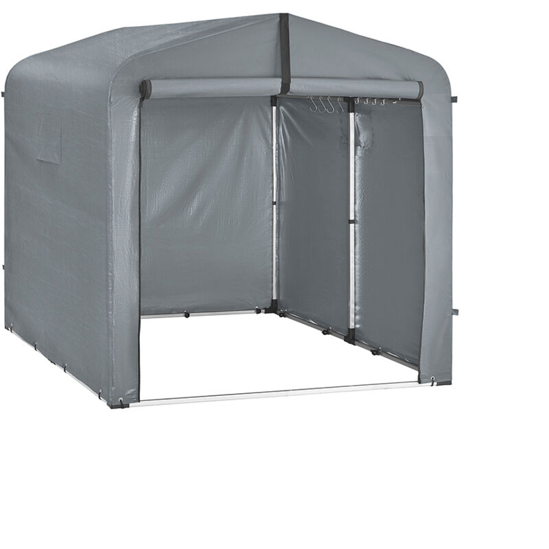 Sobuy abri de jardin, cabane de jardin exterieur imperméable, abri moto avec des crochets, garage pour vélo et outils, gris, kls11-l-dg