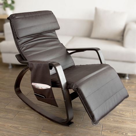 sedia poltrona relax sdraio in ecopelle nera con prolunga e braccioli 