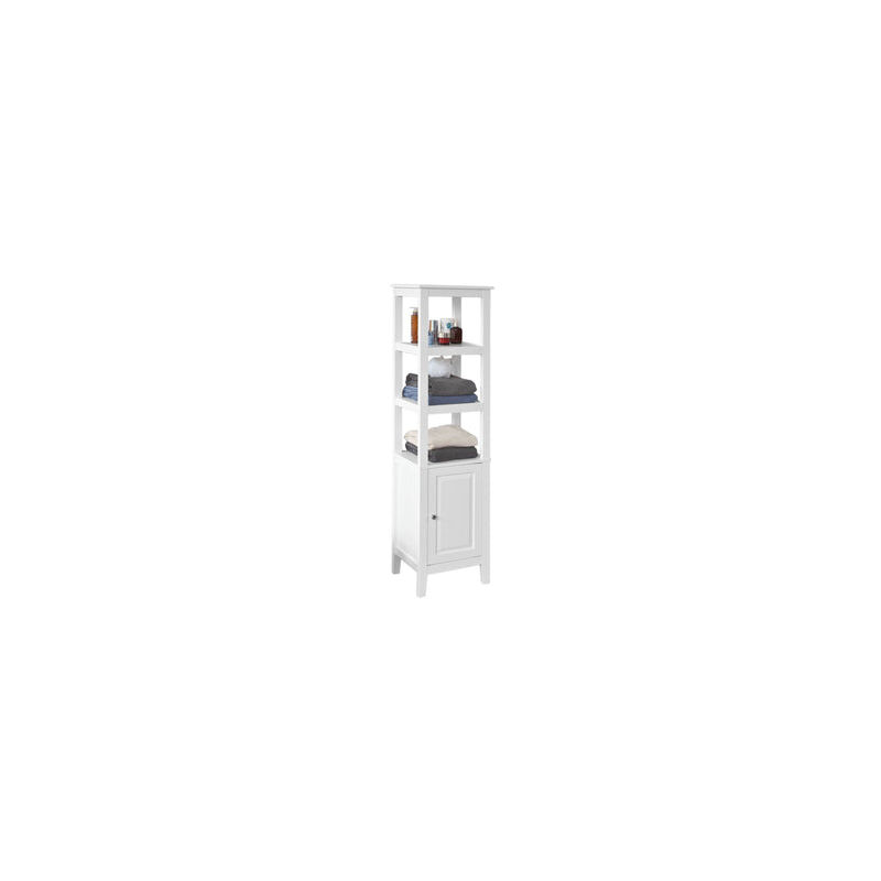 

® Mueble columna de baño, Armario para baño,estanterías de baño- 3 estantes y 1 puerta, FRG205-W, ES - Sobuy