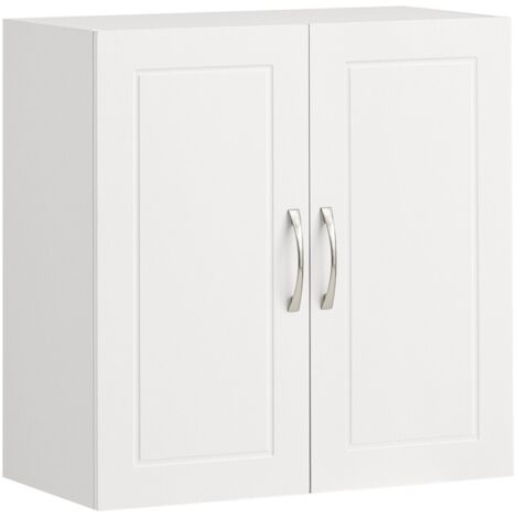 Sobuy – Armoire murale de salle de bain avec 2 portes – Étagère intérieure réglable – MDF blanc – Dimensions L60 x P30 x H60 cm – FRG231W
