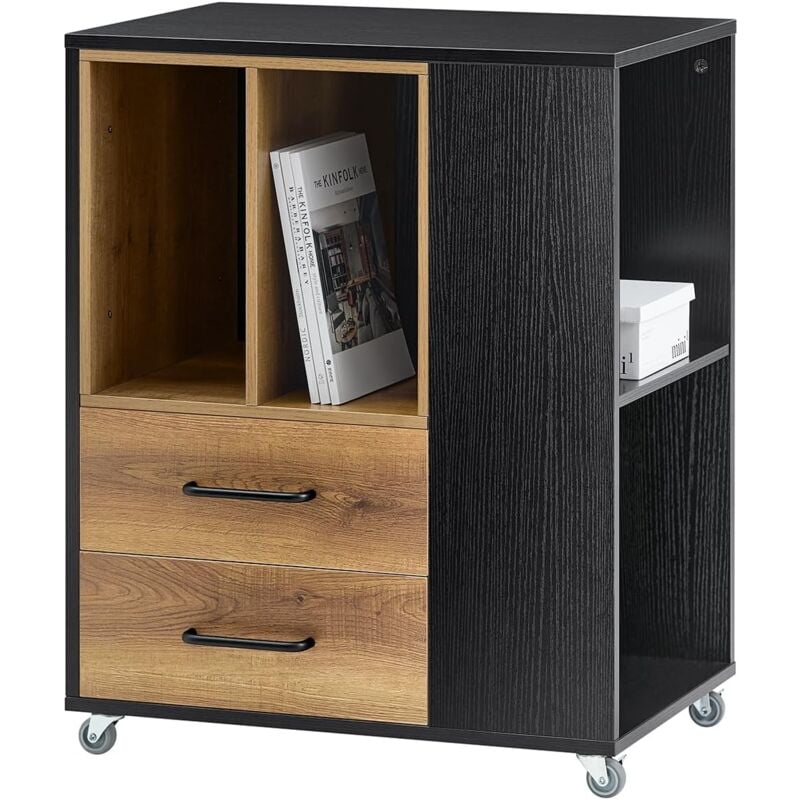 Sobuy - ASK01-PF Caisson de Bureau Support Imprimante Roulant Organiseur Bureau Mobile Caisson avec Tiroirs et Compartiments, Meuble de Rangement