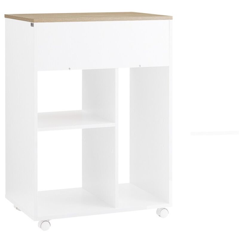 Sobuy Ask10-wn Schreibtischkasten Mit Rollen, Druckerständer Mit Rollen, Schreibtischorganisator, Schreibtischregal, Schubladenkasten – 63x42x88