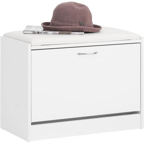 Sobuy – Meuble à chaussures banc 3 niveaux avec coussin – Dimensions L60 x P30 x H48 cm – Capacité 150kg – FSR16W
