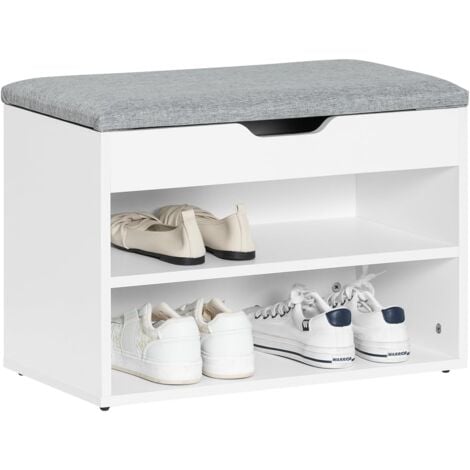 SoBuy Banc de Rangement à chaussures 2 étages avec  Grise coussin, FSR25-HG