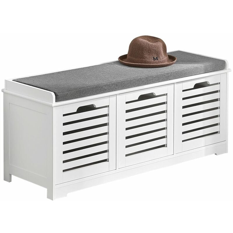 

® Banco de almacenamiento con acolchados cojines y 3 cubos, entrada zapato gabinete Dresser cómodo banco FSR23-W, ES - Sobuy