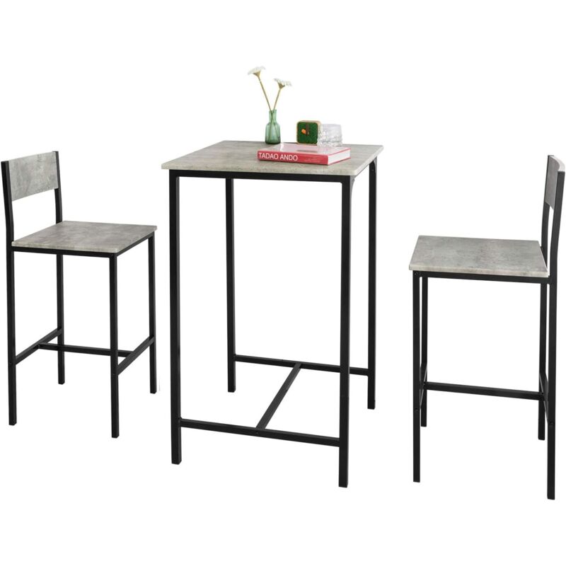 OGT27-HG,3 Pieces Home Kitchen Breakfast Bar Set,Grey Tops - Sobuy